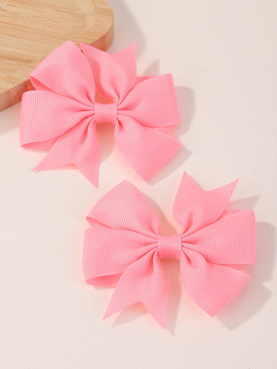 bilicaca 2pcs Children Solid Color Bow-knot Decor Hair Clips For Party - Pink - View 1