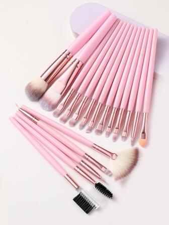 18件套高级合成纤维化妆刷套装，包含散粉、粉底、高光、遮瑕、眼影和晕染刷，化妆刷套装，化妆刷套装，化妆刷组合，化妆刷套装，全套化妆刷，化妆刷套装，全套化妆工具，化妆刷套装，化妆刷礼盒套装