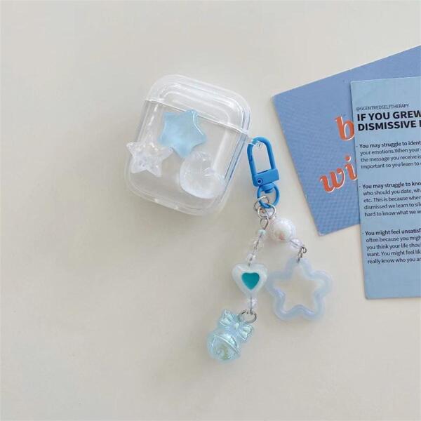 Funda protectora para los Auriculares inalámbricos Apple AirPods, con forma de estrella y corazón, sin incluir los auriculares