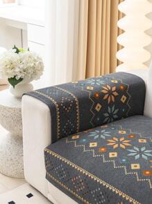 1入八角形波希米亞風格松毛織軟性可折疊防塵沙發墊,適用於寵物 - 深灰色 - 查看 6