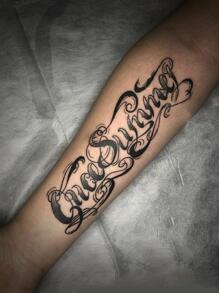 1 hoja Pegatina tatuaje con estampado de letra - Negro - Ver 3