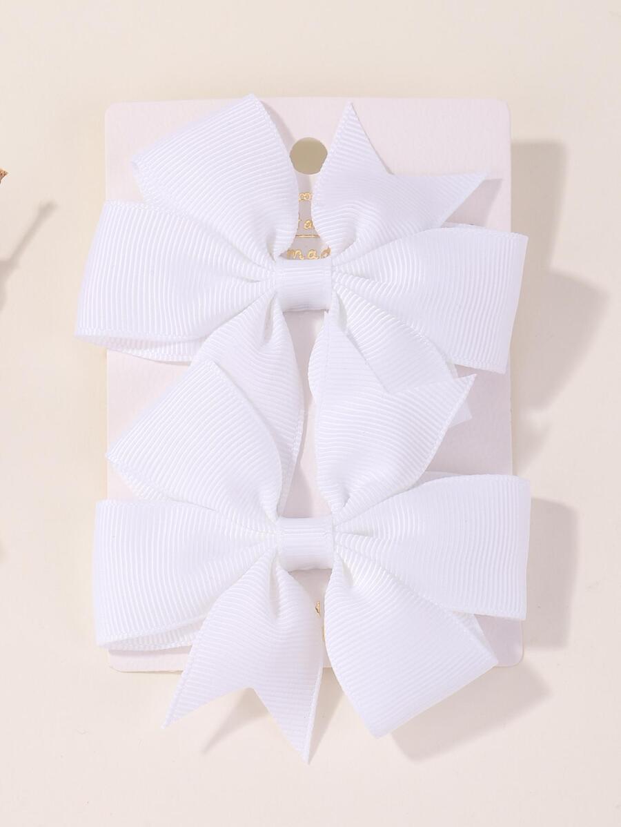 bilicaca 2pcs Girls Bowknot Decorated Hair Clips For Parties - White - View 1