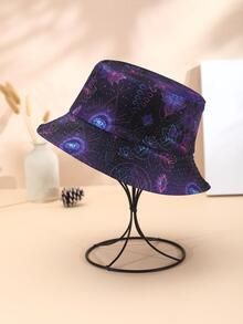 1pc Women's Graffiti Pattern Reversible Bucket Hat With Cute Style - Navy Blue - View 5