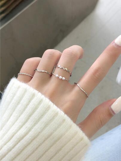 5入組/套隨機極簡風格圓環