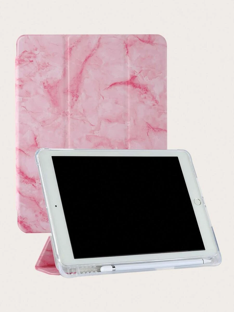 iPad筆槽大理石紋保護套 - 西瓜粉 - 查看 1