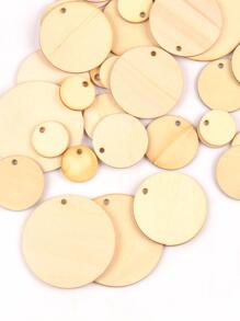 50入組DIY木頭圓木DIY首飾配件 - 卡其色 - 查看 2