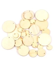 50入組DIY木頭圓木DIY首飾配件 - 卡其色 - 查看 1