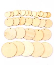 50入組DIY木頭圓木DIY首飾配件 - 卡其色 - 查看 4