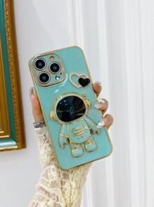 Apple Astronaut Decor Phone Case With Stand Compatible With IPhone15/15Plus/15Pro/15Promax - Pink - View 4