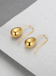 MONALLY Water-drop Decor Stud Earrings - Yellow Gold - View 3
