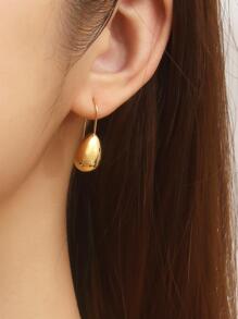 MONALLY Water-drop Decor Stud Earrings - Yellow Gold - View 2