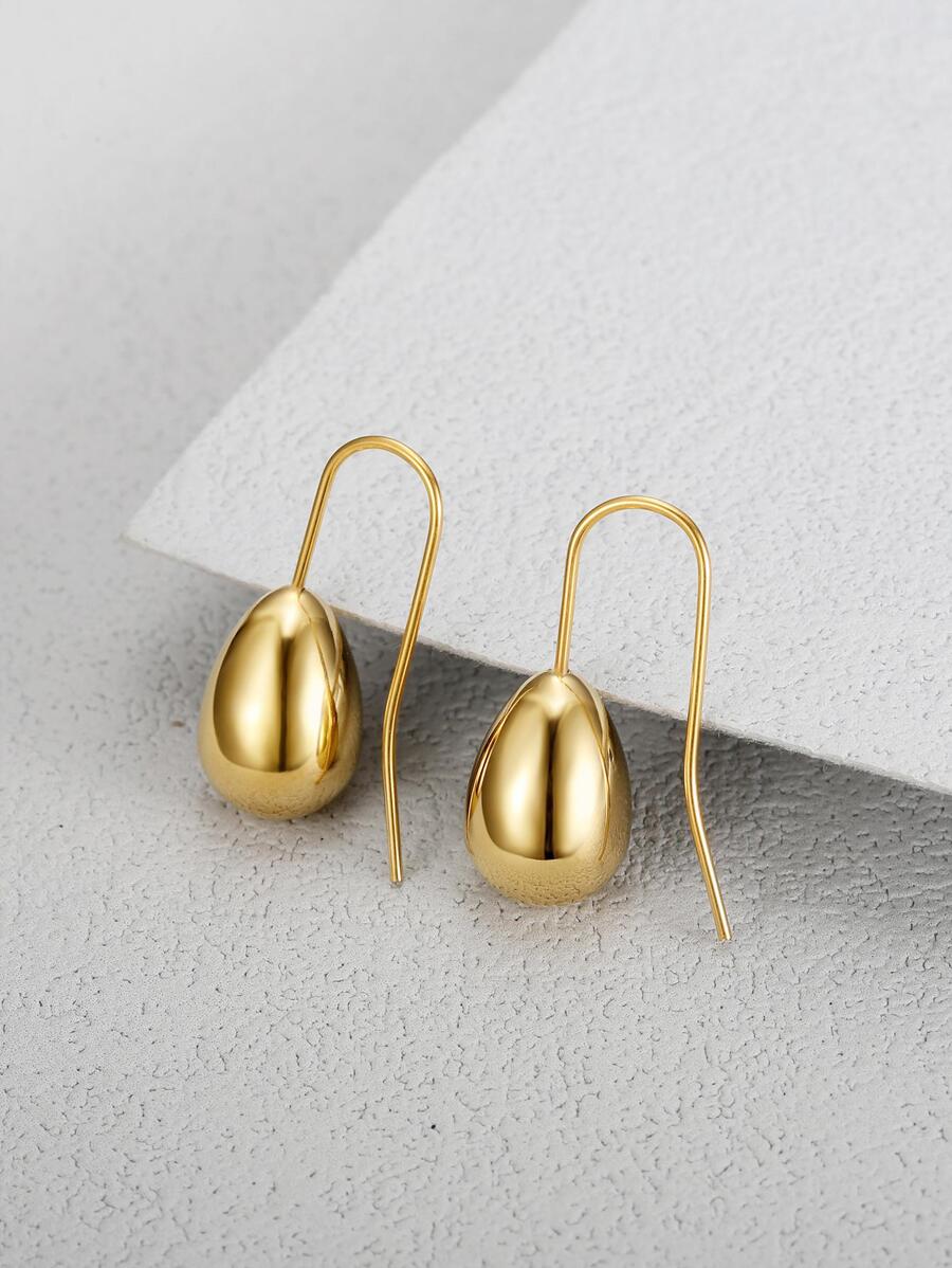 MONALLY Water-drop Decor Stud Earrings - Yellow Gold - View 1
