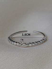 1 Tinh Tế Đính Đá Cubic Zirconia & Thiên Nga Trang Trí Tay Nhẫn Bạc Nữ Cho Quà Tặng - Bạc - Xem 5