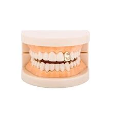 European & American Hiphop Fashion Accessory Single Tooth Cap, Heart Design, Including Adhesive - Yellow Gold - View 3
