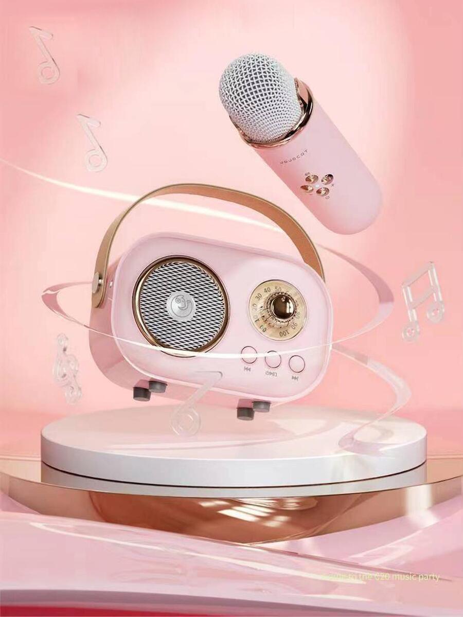 1 pieza Altavoz asa diseño inalámbrico portátil con micrófono - Rosa - Ver 1