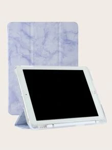 iPad筆槽大理石紋保護套 - 淡紫色 - 查看 1