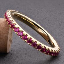 件裝全能玫瑰粉紅 CZ 女式永恆戒指 100% 925 純銀結婚戒指訂婚可疊戴戒指 - 玫紅色 - 查看 7