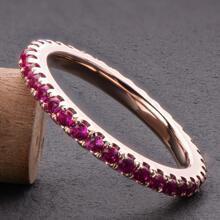 件裝全能玫瑰粉紅 CZ 女式永恆戒指 100% 925 純銀結婚戒指訂婚可疊戴戒指 - 玫紅色 - 查看 4