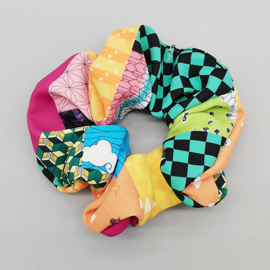 幾何印花髮圈 適合日常使用 適合女孩髮型 休閒波西米亞風 - 綠色 - 查看 1