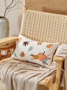 1pc Leaf & Pumpkin Embroidery Cushion Cover, Pillow Core Is Not Included - Multicolor - View 4