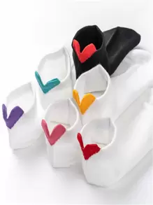 6pairs Heart Pattern Ankle Socks - Multicolor - View 1