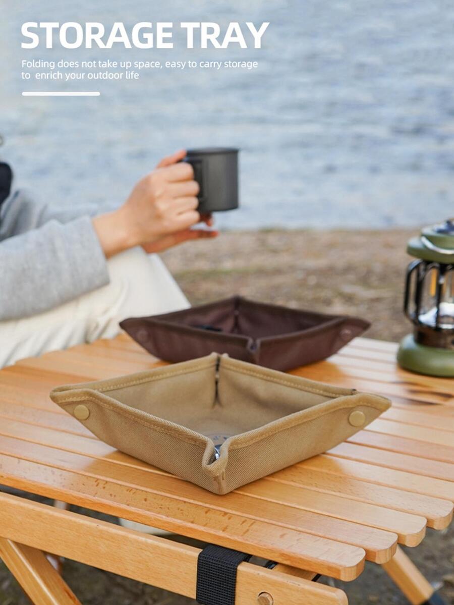1pc Camping Storage Tray - Khaki - View 1