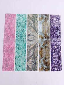 大理石指甲转印箔 10 件不对称纹理渐变绽放贴纸滑块 3D 美甲装饰 - 彩色 - 查看 4