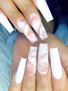 大理石指甲转印箔 10 件不对称纹理渐变绽放贴纸滑块 3D 美甲装饰 - 彩色 - 查看 9