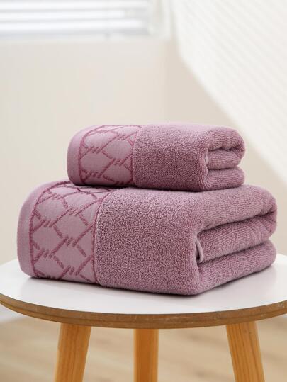 1条加厚网眼印花家用洗脸巾/浴巾，适用于美容院、酒店、运动场所、家居等，可作浴巾、护肤巾使用。