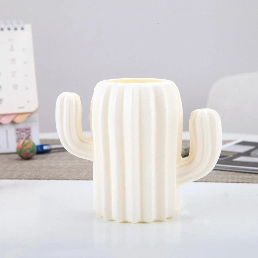 1入組創意白色仙人掌形狀筆筒