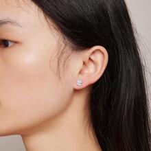 WOSTU 1 cặp bông tai hoa nhựa ombre xanh hồng độc đáo bằng bạc nguyên chất 925, hoa nhỏ tươi tắn và thanh lịch, quà tặng sinh nhật tuyệt vời cho các bé gái tuổi teen ngày lễ tình nhân - Bạc - Xem 5