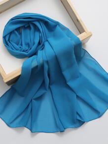 纯色雪纺围巾 冬季秋季 - 藍色 - 查看 2