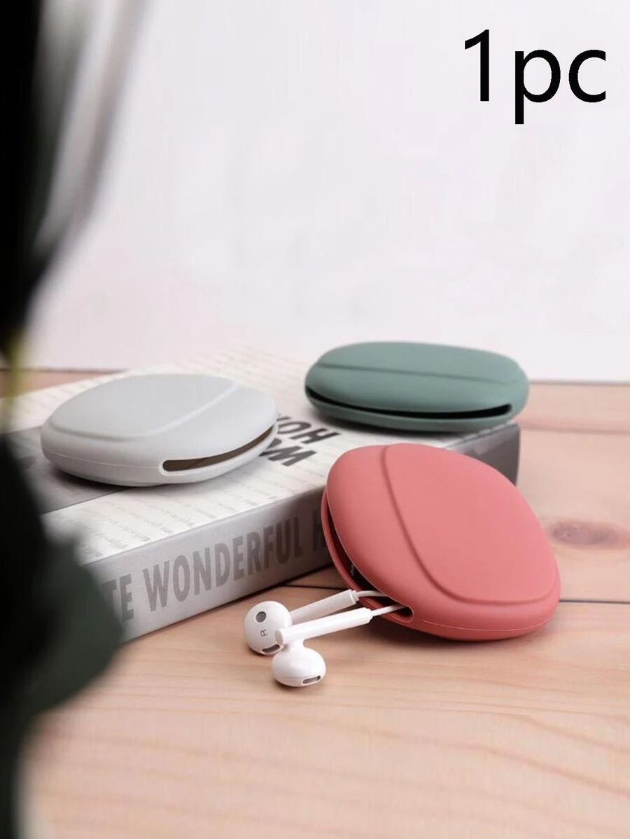 1 funda para auriculares, bolsa de almacenamiento portátil pequeña para auriculares con Clip de mosquetón para auriculares, elementos esenciales para dormitorio universitario - Rojo - Ver 1