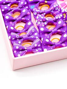 20pcs Bow Design Pet Hair Tie - Purple - View 2