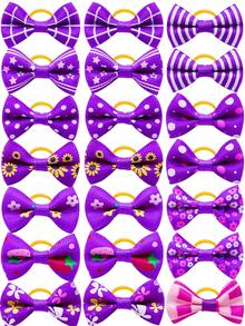 20pcs Bow Design Pet Hair Tie - Purple - View 4