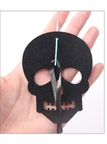 1pc Halloween Bat Decor Paper Garland - Black - View 3