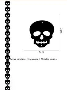 1pc Halloween Bat Decor Paper Garland - Black - View 4
