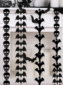 1pc Halloween Bat Decor Paper Garland - Black - View 8
