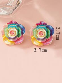 1pair Fashionable Colorful Flower Decor Stud Earrings For Women For Summer Valentines,Mom,Mother,Mother's Day,Gift