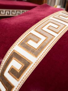 1pc All Seasons Universal Embroidery Pattern Sofa Cushion Cover - Burgundy - View 7