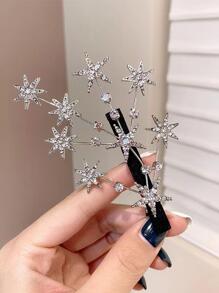 水钻星星装饰发夹，优雅金色头饰爪夹，发爪发夹，发卡，学习用品，派对造型，发饰，发夹 - 彩色 - 查看 2