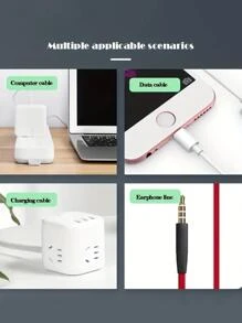 Bộ 12 vỏ bảo vệ cáp dữ liệu sạc xoắn ốc Bộ bảo vệ cáp, Bộ bảo vệ bộ sạc - Xanh và trắng - Xem 9