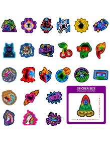 50 piezas Luz de neón grafiti Pegatinas - Multicolor - Ver 2