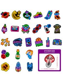 50 piezas Luz de neón grafiti Pegatinas - Multicolor - Ver 3