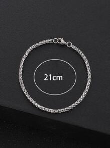 1入組男士極簡不銹鋼手鏈嘻哈朋克風格銀時尚受歡迎首飾類禮品派對 - 銀色 - 查看 3