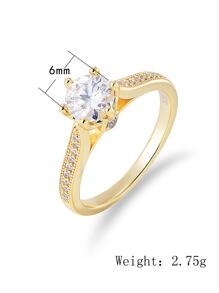 Cubic Zirconia Decor Sterling Silver Ring Wedding Engagement Bridal Jewelry