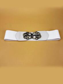 1入組女性對稱扣復古鬆緊腰帶適用於衣物裝飾 - 白色 - 查看 7