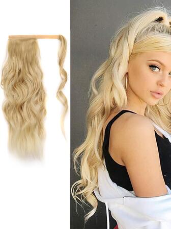 中等的卷馬尾合成纖維接髮