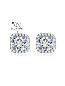 Newsoul 1 对 0.5 克拉认证 D 色莫桑石钻石独特订婚耳钉女士订婚婚礼耳环优雅 925 纯银婚礼新娘珠宝 - 銀色 - 查看 7