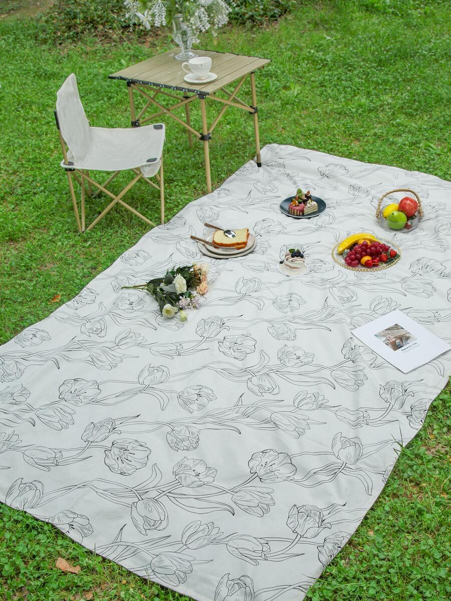1pc Floral Pattern Picnic Mat, Suitable For Camping, Outdoor, Park - Multicolor - View 1